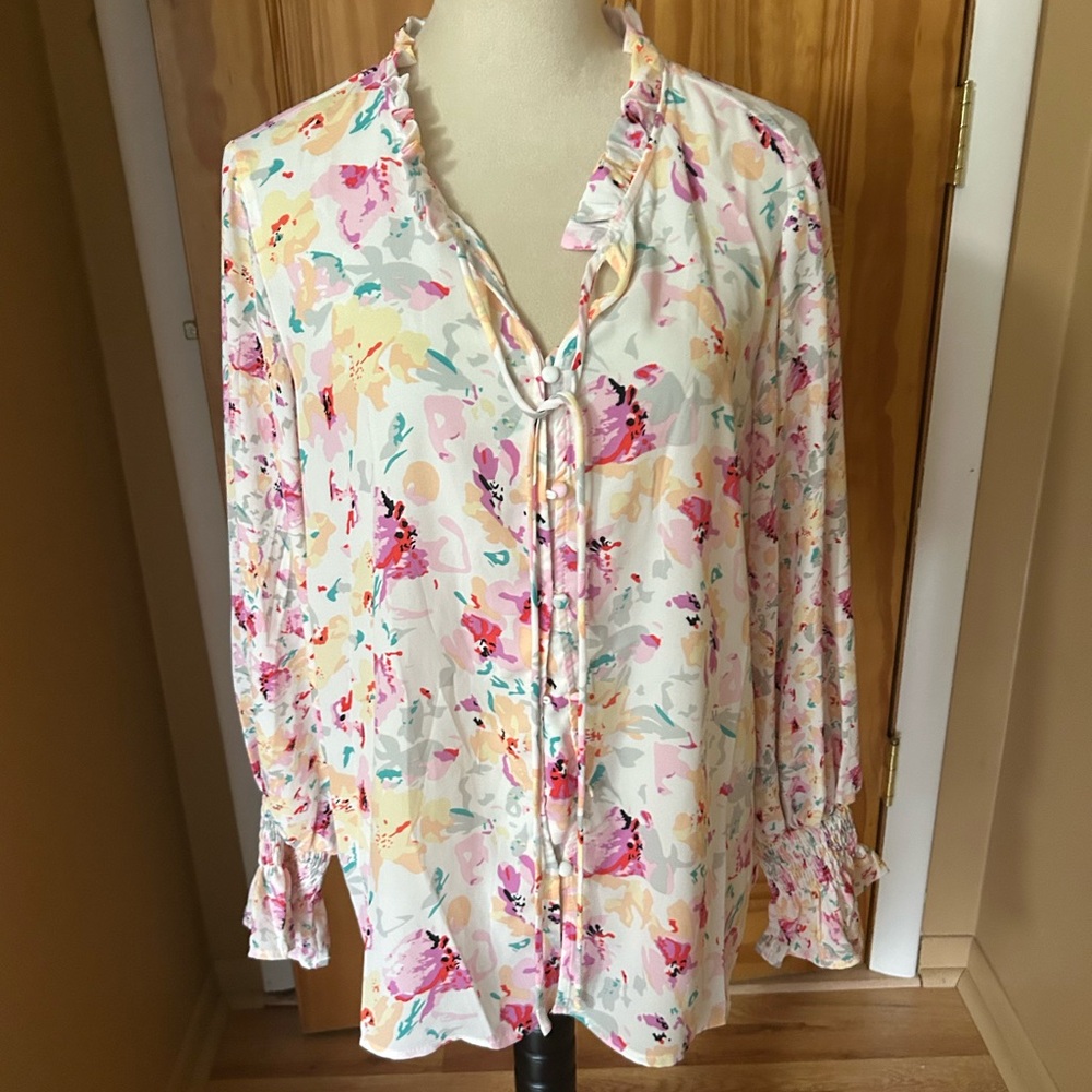Floral Ruffle Blouse - Multicolor